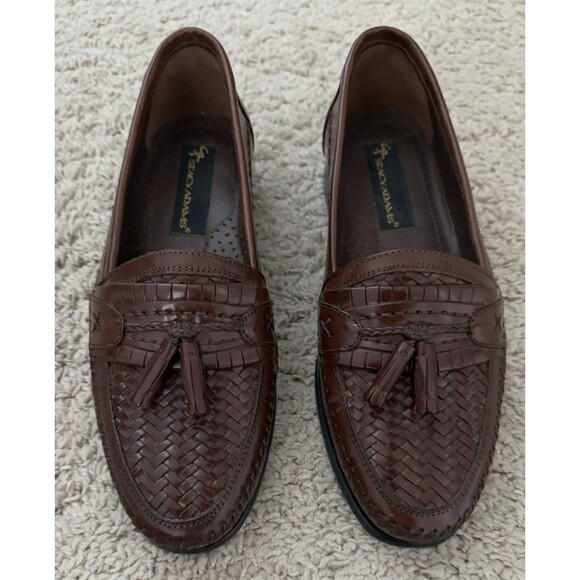 Stacy Adams Woven Tassel Loafers Mens Sz 8.5M Brown Leather Slip On Shoes 25349 - Picture 1 of 8